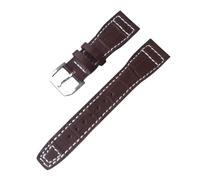 ROUREOX Soft Genuine Leather Watch Straps Stainless Metal Clasp Quick Release Replacement Bands for IWC Big Pilot Portugieser Automatic 7 Days-Brown + Silver + B