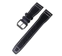 ROUREOX Soft Genuine Leather Watch Straps Stainless Metal Clasp Quick Release Replacement Bands for IWC Big Pilot Portugieser Automatic 7 Days-Black + B
