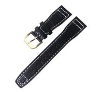 ROUREOX Soft Genuine Leather Watch Straps Stainless Metal Clasp Quick Release Replacement Bands for IWC Big Pilot Portugieser Automatic 7 Days-Black + Gold + B