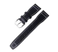 ROUREOX Soft Genuine Leather Watch Straps Stainless Metal Clasp Quick Release Replacement Bands for IWC Big Pilot Portugieser Automatic 7 Days-Black + Silver + B