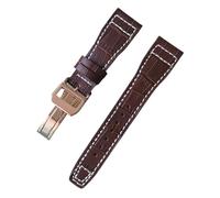 ROUREOX Soft Genuine Leather Watch Straps Stainless Metal Clasp Quick Release Replacement Bands for IWC Big Pilot Portugieser Automatic 7 Days-Brown + Rose Gold + A