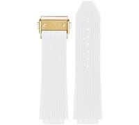 ROUREOX Soft Silicone Rubber Replacement Watch Strap for Hublot Big Bang-White+Gold Buckle 26 * 18 * 22mm