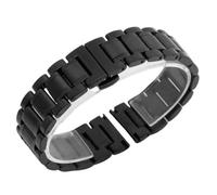 ROUREOX Solid Metal Adjustable Watchband，Watch Accessory with Straight & Curved Ends for Longines Master Collection-Black 14MM