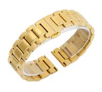 ROUREOX Solid Metal Deployment Watch Accessory，Watch Band with Straight & Curved Ends for Longines Master Collection-Gold 22MM