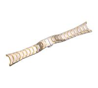 ROUREOX Solid Metal Notch Replacement Watch Band, Couple Bracelet, Deployment Accessory for RADO LD6037-Silver Gold 12 * 8MM