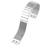 ROUREOX Solid Metal Specialized Interface Watch Bracelet, 316L Stainless Steel Replacement Watch Strap for Swatch Irony Chrono YCS443G-Silver 20MM