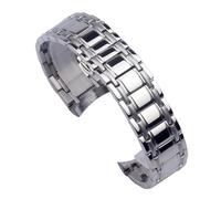 ROUREOX Solid Stainless Steel Watch Strap Curved End Metal Band Replacement Wrist Bracelet 22mm Butterfly Clasp for Citizen-Silvery