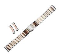 ROUREOX Solid Stainless Steel Watch Strap Curved End Metal Band Replacement Wrist Bracelet Butterfly Clasp for Tissot Le Locle T41-Silver + Rose Gold 22mm