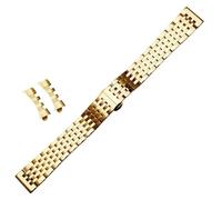 ROUREOX Solid Stainless Steel Watch Strap Curved End Metal Band Replacement Wrist Bracelet Butterfly Clasp for Tissot Le Locle T41-Golden 18mm