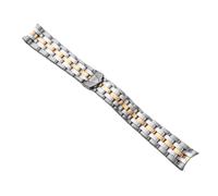 ROUREOX Solid Stainless Steel Watch Strap Curved End, Metal Bracelet 20mm 21mm, Silver Gold Wristband for Tudor Glamour-Silver + Gold 21mm