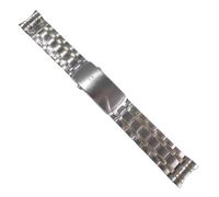 ROUREOX Solid Stainless Steel Watch Strap Gliding Clasp, Metal Bracelet Curved End 20mm, Heavy Wristband for Omega Seamaster 300-Silver + Gold