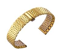 ROUREOX Solid Stainless Steel Watch Strap Metal Band Replacement Wrist Bracelet 13mm 18mm Butterfly Clasp for La Grande Classique de Longines-Golden 18mm
