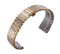 ROUREOX Solid Stainless Steel Watch Strap Metal Band Replacement Wrist Bracelet 13mm 18mm Butterfly Clasp for La Grande Classique de Longines-Silver + Gold 13mm