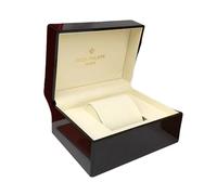 ROUREOX Solid Wood Watch Display Case Red Brown Lacquer Hard Shell Protection Soft Cushion Holder Gift Set for Patek Philippe