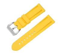 ROUREOX Sports Waterproof Silicone Watch Strap, Soft Replacement Band with Metal Buckle for Panerai-Yellow Silver 22MM
