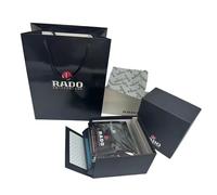 ROUREOX Square Watch Box Organiser Set Black Matte Finish Single Slot Case Travel Sleeve Cleaning Cloth Packaging Set for RADO True Thinline