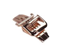 ROUREOX Stainless Steel Butterfly Deployment Clasp Double Push Button Watch Buckle Polished Finish Replacement Strap Accessories for Jaeger-LeCoultre-Rose Gold 16mm