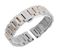 ROUREOX Stainless Steel Extendable Wristwatch Strap，Watch Bracelet with Straight & Curved Ends for Longines Master Collection-Silver Rose Gold 23MM