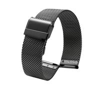 ROUREOX Stainless Steel Mesh Watch Strap Woven Metal Band Replacement Wrist Bracelet 12mm 14mm 16mm 18mm 20mm for Daniel Wellington-Black 18mm