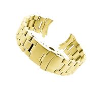 ROUREOX Stainless Steel Replacement Strap Curved Interface Solid Metal Links Locking Buckle 18mm 20mm 22mm 24mm Brushed Polished - Gold 18mm