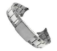ROUREOX Stainless Steel Replacement Watch Band, Curved End Metal Deployment Watch Bracelet for Rolex Air-King/Datejust/Oyster Perpetual-Polished Silver 18MM