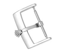 ROUREOX Stainless Steel Watch Buckle Matte Vintage 3D Sculpted Pin Clasp Leather Strap Replacement Accessories for Rolex-Silver 14mm