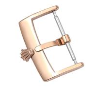 ROUREOX Stainless Steel Watch Buckle Matte Vintage 3D Sculpted Pin Clasp Leather Strap Replacement Accessories for Rolex-Rose Gold 16mm