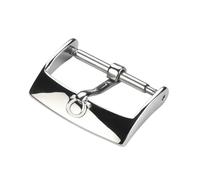 ROUREOX Stainless Steel Watch Buckle - Polished Horseshoe Shape Pin Clasp - Vintage Retro Replacement for Leather Straps for Omega-Silver 18mm