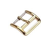 ROUREOX Stainless Steel Watch Buckle Polished Minimalist Wire Style Pin Clasp Leather Strap Replacement Accessories for smartwatches-Gold 12mm