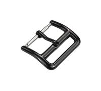 ROUREOX Stainless Steel Watch Buckle Polished Minimalist Wire Style Pin Clasp Leather Strap Replacement Accessories for smartwatches-Black 22mm