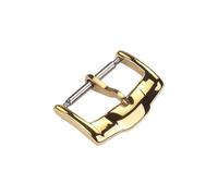 ROUREOX Stainless Steel Watch Buckle Polished Vintage Ridge Design Pin Clasp Leather Strap Replacement for Piaget-Gold 16mm