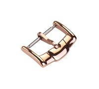 ROUREOX Stainless Steel Watch Buckle Polished Vintage Ridge Design Pin Clasp Leather Strap Replacement for Piaget-Rose Gold 16mm
