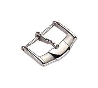 ROUREOX Stainless Steel Watch Buckle Polished Vintage Ridge Design Pin Clasp Leather Strap Replacement for Piaget-Silver 14mm