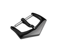 ROUREOX Stainless Steel Watch Buckle Replacement - Polished Angular V-Shape Pin Clasp - Modern Design for Leather Straps for Patek Philippe-Black 20mm