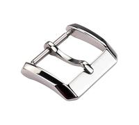 ROUREOX Stainless Steel Watch Buckle Replacement - Polished Square Pin Clasp with Flat Tongue for Leather Straps - Universal Repair Parts-Silvery 14mm