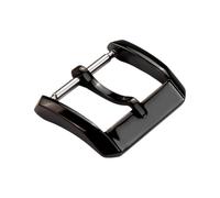 ROUREOX Stainless Steel Watch Buckle Replacement - Polished Square Pin Clasp with Flat Tongue for Leather Straps - Universal Repair Parts-Black 22mm