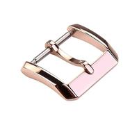 ROUREOX Stainless Steel Watch Buckle Replacement - Polished Square Pin Clasp with Flat Tongue for Leather Straps - Universal Repair Parts-Rose Gold 18mm