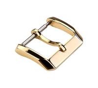ROUREOX Stainless Steel Watch Buckle Replacement - Polished Square Pin Clasp with Flat Tongue for Leather Straps - Universal Repair Parts-Golden 10mm