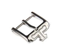 ROUREOX Stainless Steel Watch Buckle Replacement - Polished Vintage T-Shape Pin Clasp - Hollow Skeleton Design for Leather Straps for Jaeger-LeCoultre-Silvery A 16mm
