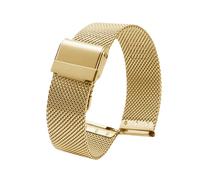 ROUREOX Stainless Steel Watch Strap 12mm-24mm Infinite Adjust, Metal Mesh Band Bracelet Double Lock for Daniel Wellington-Golden 18mm