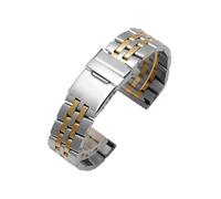 ROUREOX Stainless Steel Watch Strap 18mm 20mm 22mm 24mm Curved Ends Metal Band Bracelet for Breitling-Silver+Gold 24mm