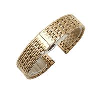 ROUREOX Stainless Steel Watch Strap Beads of Rice Metal Band Replacement Wrist Bracelet 13mm 18mm 20mm 22mm Clasp for La Grande Classique de Longines-Golden 13mm