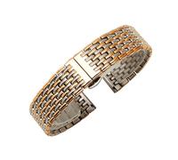 ROUREOX Stainless Steel Watch Strap Beads of Rice Metal Band Replacement Wrist Bracelet 13mm 18mm 20mm 22mm Clasp for La Grande Classique de Longines-Silver + Rose Gold 13mm