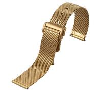 ROUREOX Straight End Deployment Watch Steel Strip, Men's Stainless Steel Replacement Watch Bracelet for Omega De Ville/Seamaster 300/Planet Ocean-Gold 20MM