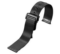 ROUREOX Straight End Deployment Watch Steel Strip, Men's Stainless Steel Replacement Watch Bracelet for Omega De Ville/Seamaster 300/Planet Ocean-Black 20MM