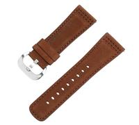 ROUREOX Suede Leather Watch Strap Soft Vintage Replacement Watch Band with Polished Stainless Steel Buckle for Sevenfriday Pioneer Master Series-Brown 28mm