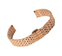 ROUREOX Ultra Thin Stainless Steel Watch Strap Slim Metal Band Replacement Wrist Bracelet Butterfly Clasp for La Grande Classique de Longines-Rose Gold 18mm
