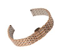 ROUREOX Ultra Thin Stainless Steel Watch Strap Slim Metal Band Replacement Wrist Bracelet Butterfly Clasp for La Grande Classique de Longines-Silver + Rose Gold 14mm