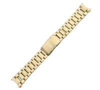ROUREOX Universal 5-Bead Solid All-Steel Watch Strap, Metal Bracelet, Butterfly Clasp, Curved-End Watch Accessories-Gold 14MM