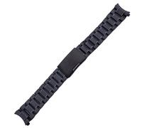 ROUREOX Universal 5-Bead Solid All-Steel Watch Strap, Metal Bracelet, Butterfly Clasp, Curved-End Watch Accessories-Black 24MM